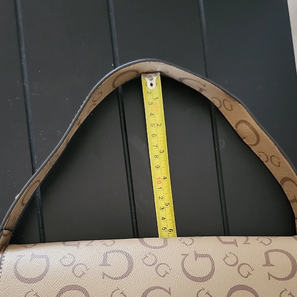 GUESS Y2K Logo Baguette Bag Brown Monogram Shoulder Purse Gold Hardware - Picture 8 of 14